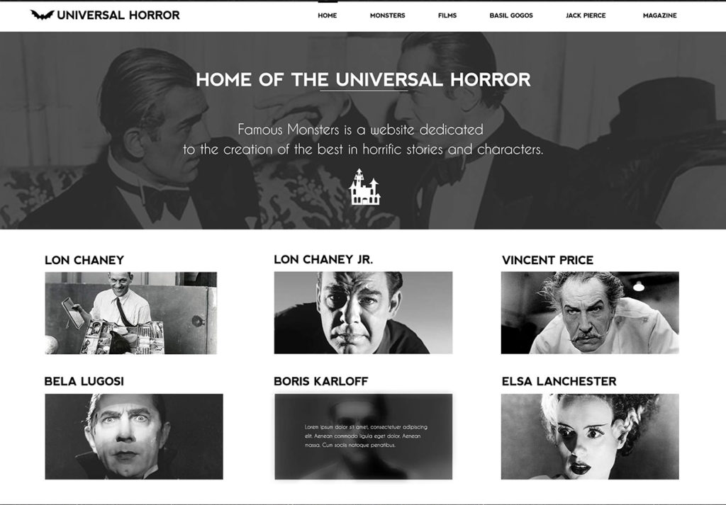 Web Design of the Week – Universal Horror