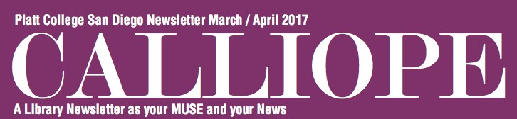 March/April edition of Calliope (The Library Newsletter)